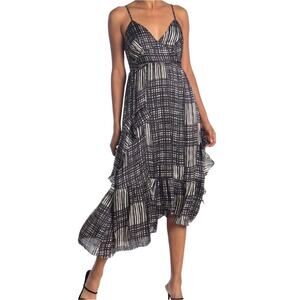 LENON COLLECTION Plaid Asym Midi Dress XS Satin Cami Fairy Boho Whimsygoth NWT
